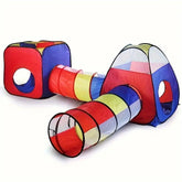 4pcs Colorful Pop-Up Play Tent & Tunnel Set for Youngsters - Non-Toxic, Easy Assembly, Indoor/Outdoor Funhouse with Storage Bag - Ideal Birthday Gift for Boys & Girls, Youngsters-Friendly, Red & Blue, Kid Toys